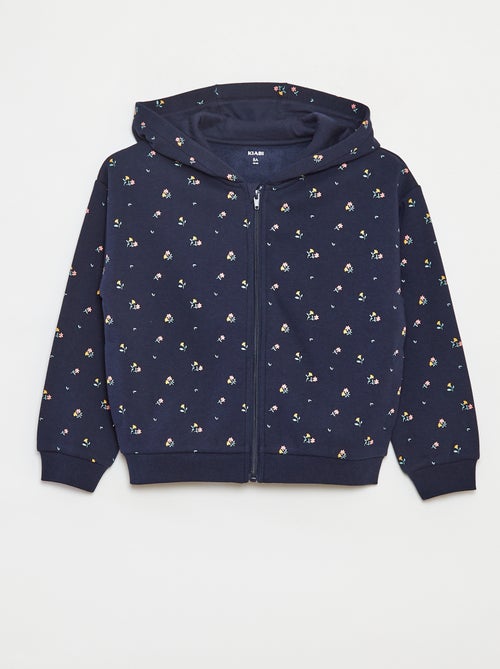Printed hooded zip-up sweatshirt - Kiabi Printed hooded zip-up sweatshirt - Kiabi