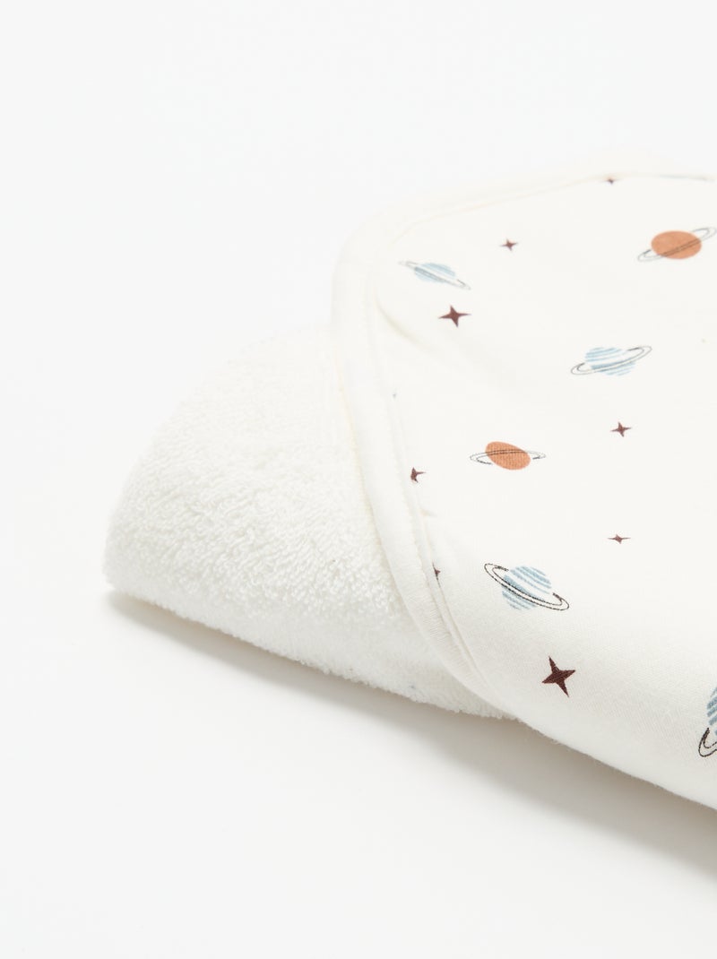 Printed jersey cotton and fleece blanket Blue - Kiabi
