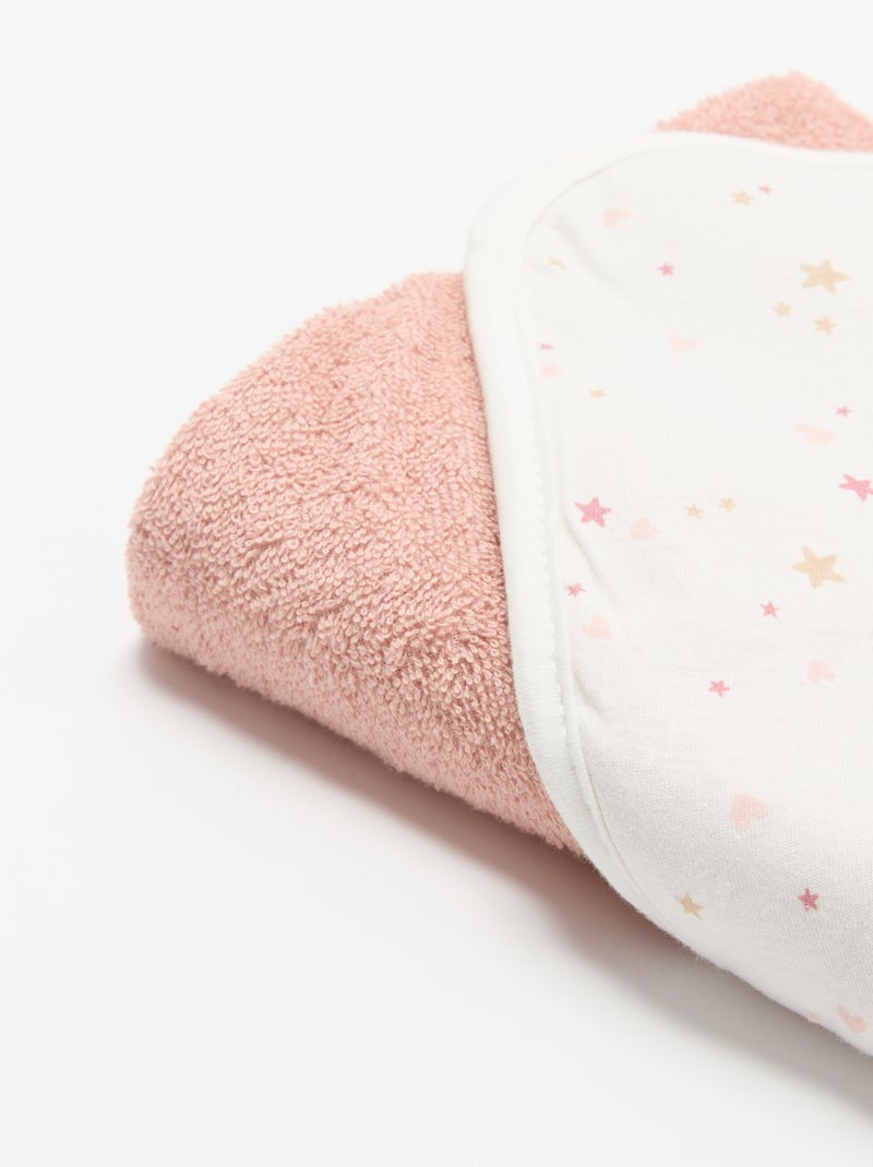 Printed jersey cotton and fleece blanket Pink - Kiabi