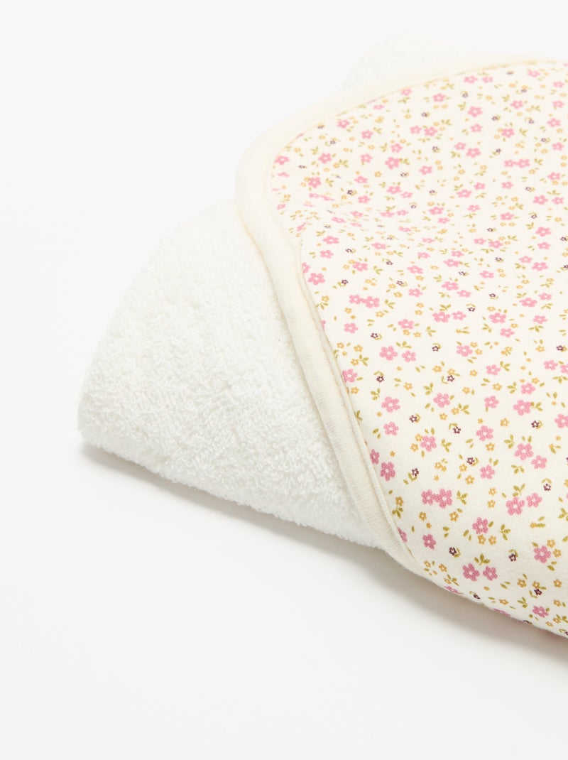 Printed jersey cotton and fleece blanket White - Kiabi
