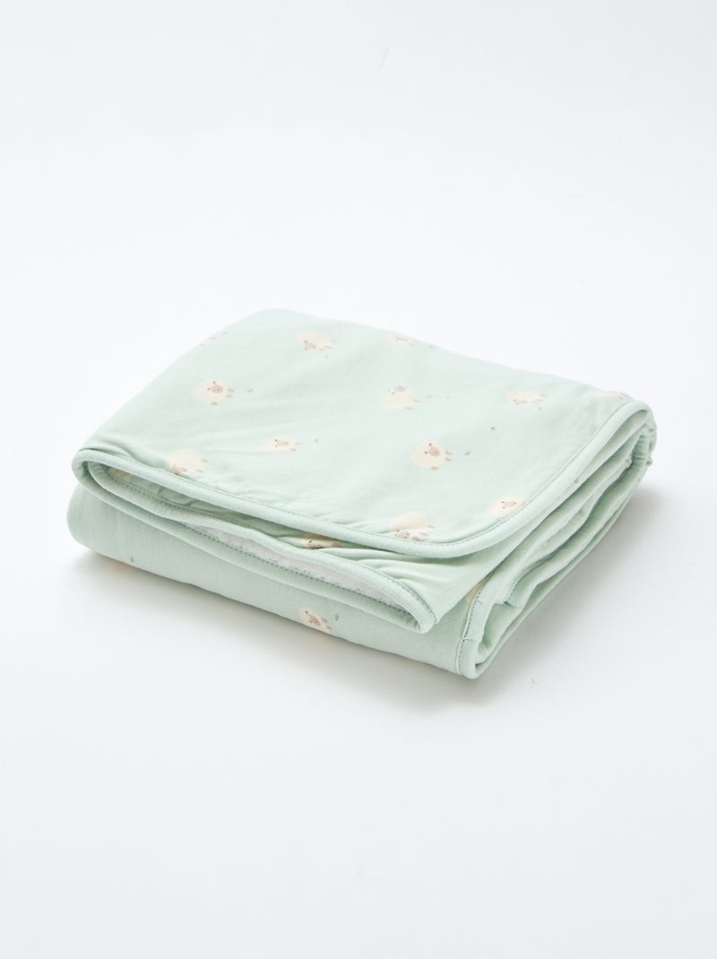 Printed Jersey Cotton Blanket Blue - Kiabi