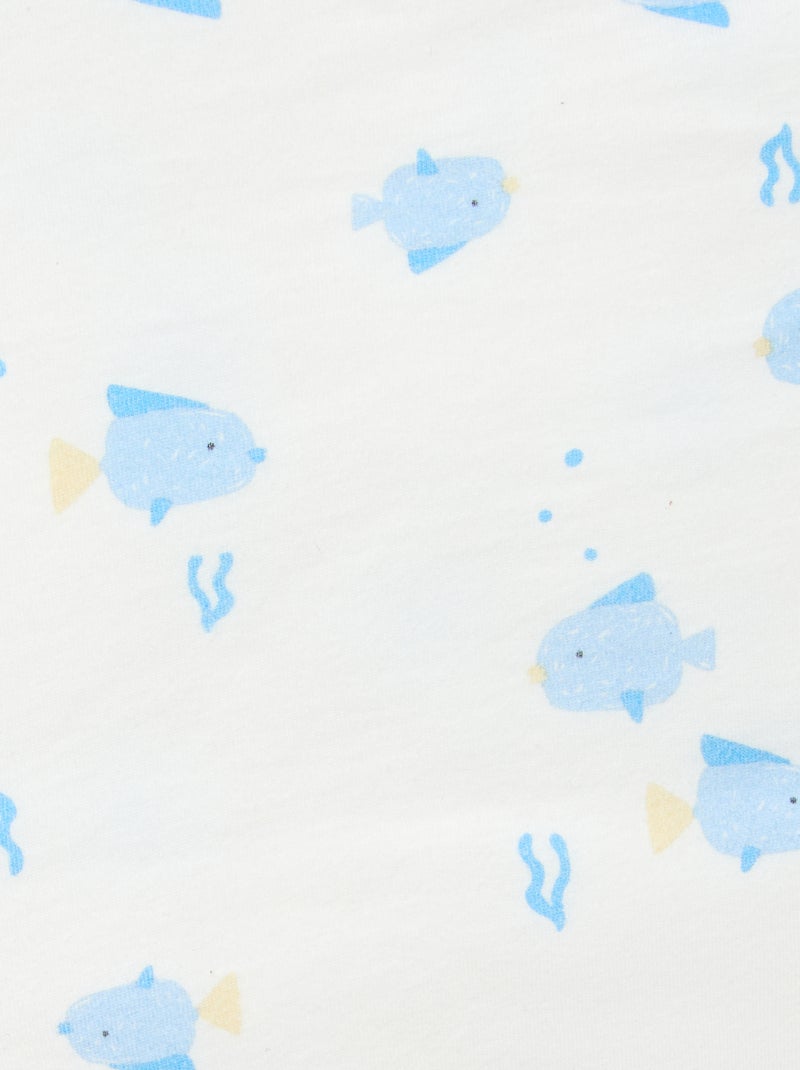 Printed Jersey Cotton Blanket White - Kiabi