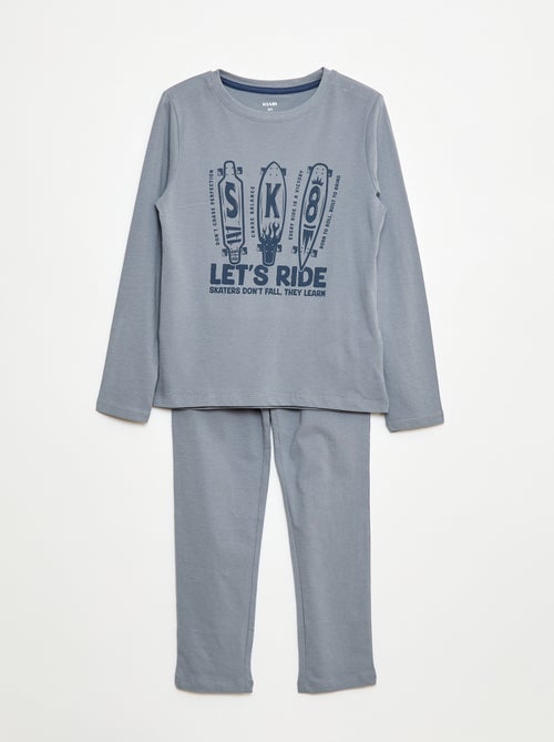 Printed Jersey Long Pajamas - 2 Piece Set - Kiabi