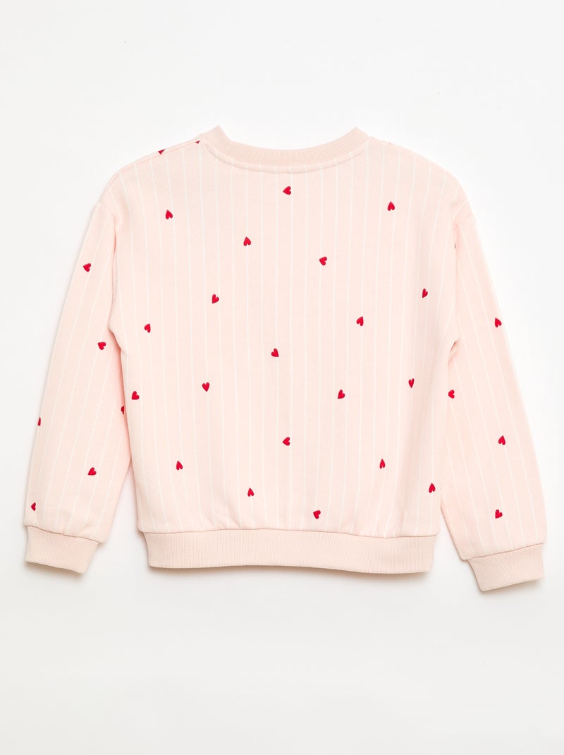 Printed Light French Terry Sweatshirt Pink - Kiabi
