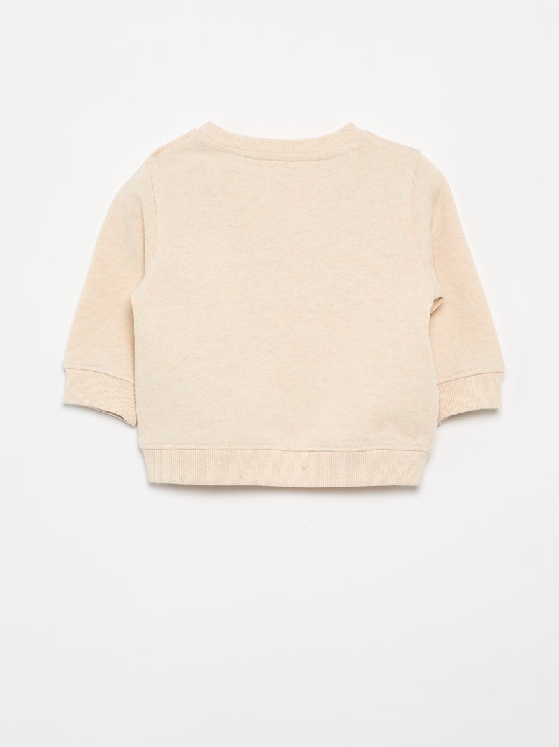 Printed Lightweight Fleece Sweatshirt Beige - Kiabi