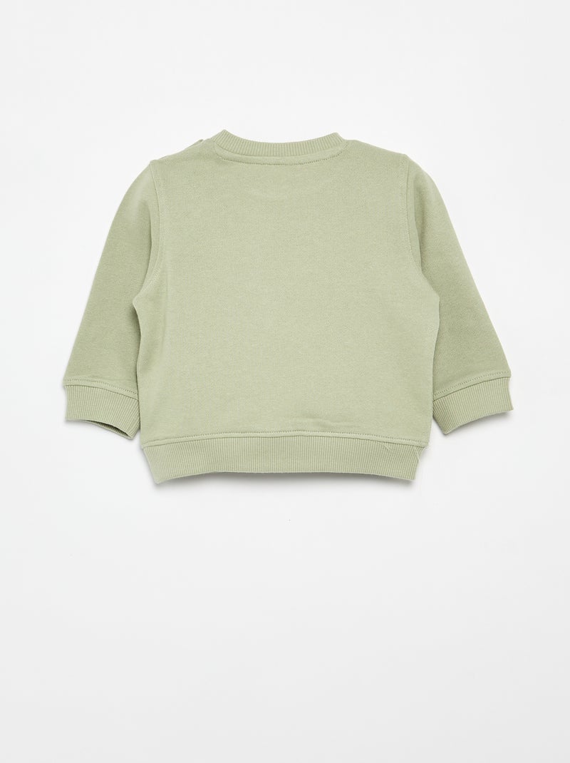 Printed Lightweight Fleece Sweatshirt Green - Kiabi
