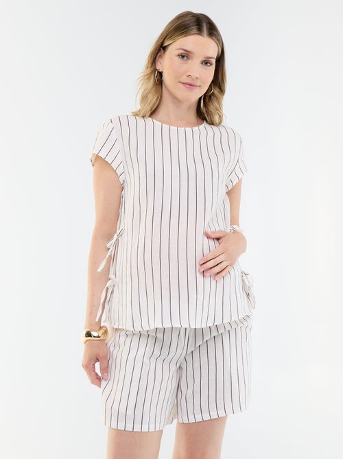Printed linen maternity shorts - Kiabi