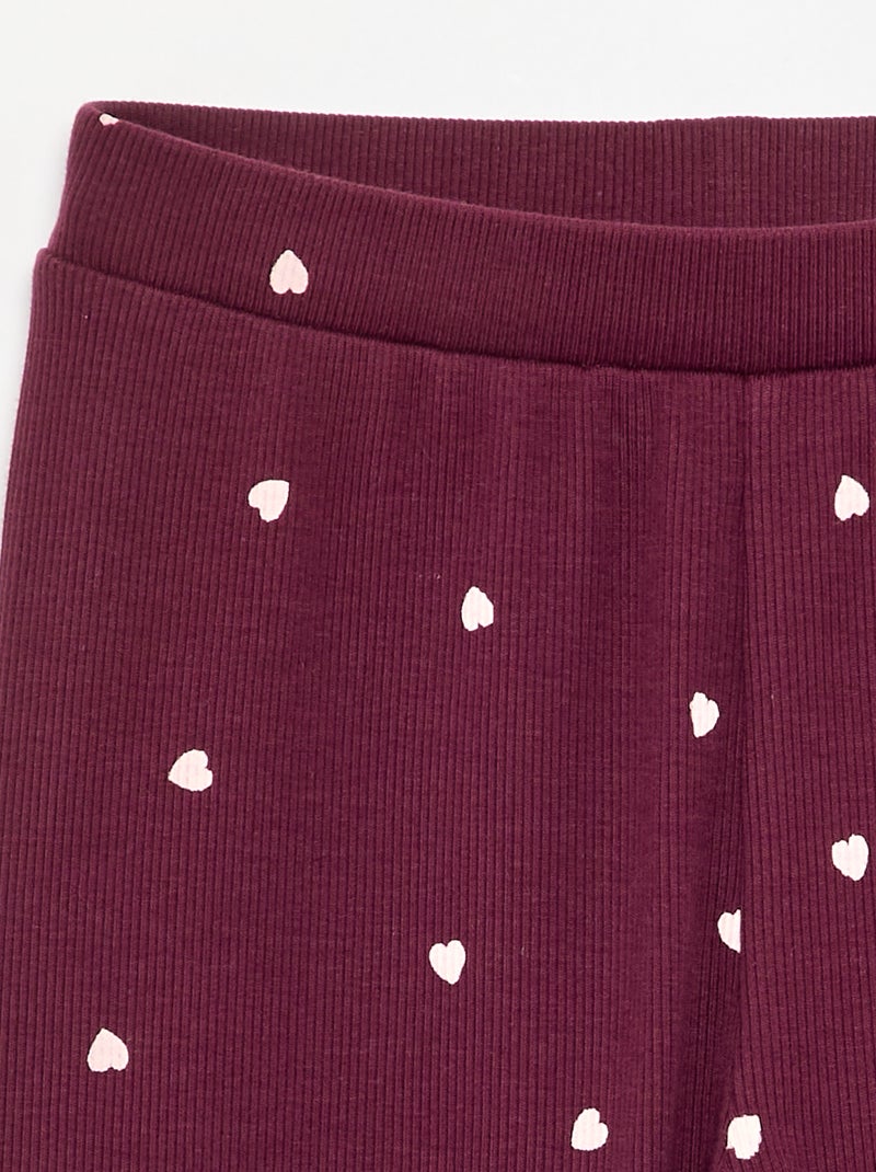 Printed long leggings Purple - Kiabi
