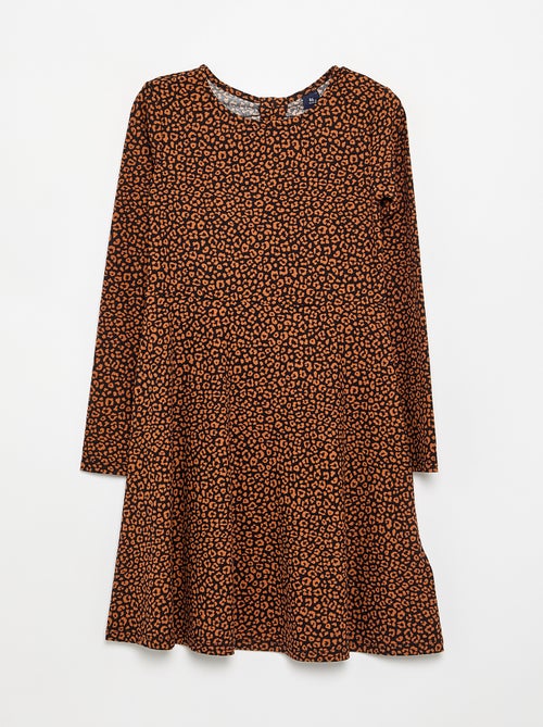 Printed long-sleeved dress - Kiabi