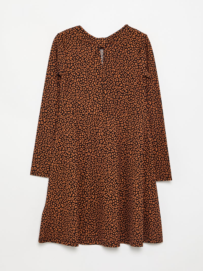 Printed long-sleeved dress Black - Kiabi