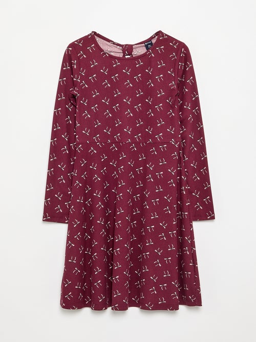 Printed long-sleeved dress - Kiabi