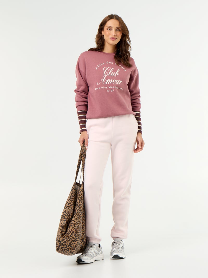 Printed long-sleeved sweatshirt Pink - Kiabi