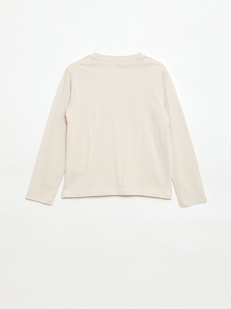 Printed long-sleeved T-shirt Beige - Kiabi