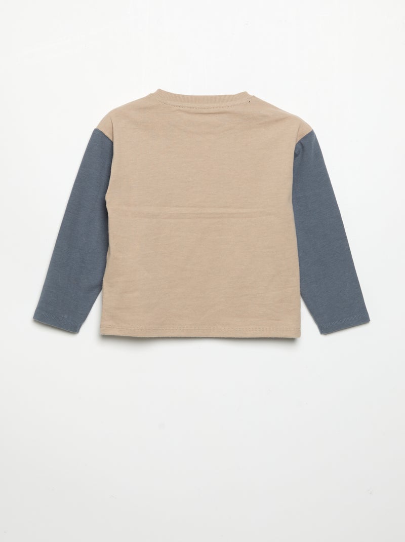 Printed long-sleeved T-shirt Beige - Kiabi