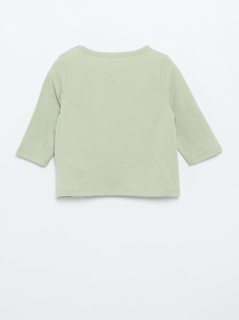 Printed Long-Sleeved T-Shirt Green - Kiabi
