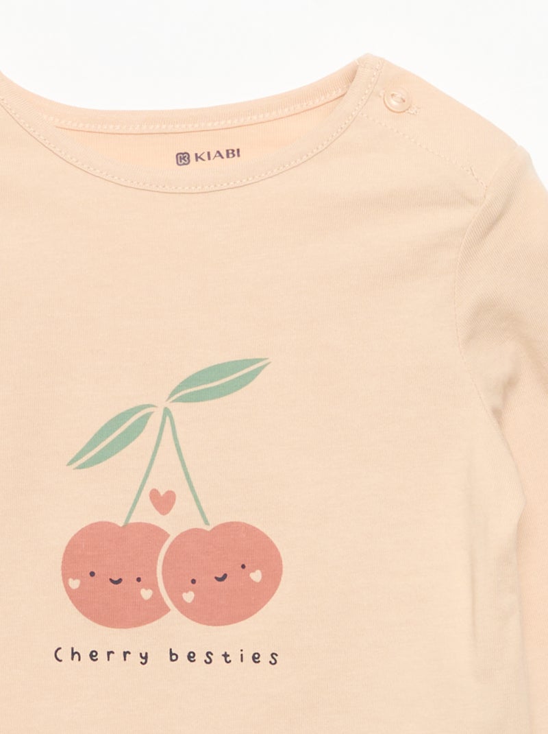 Printed Long-Sleeved T-shirt Pink - Kiabi