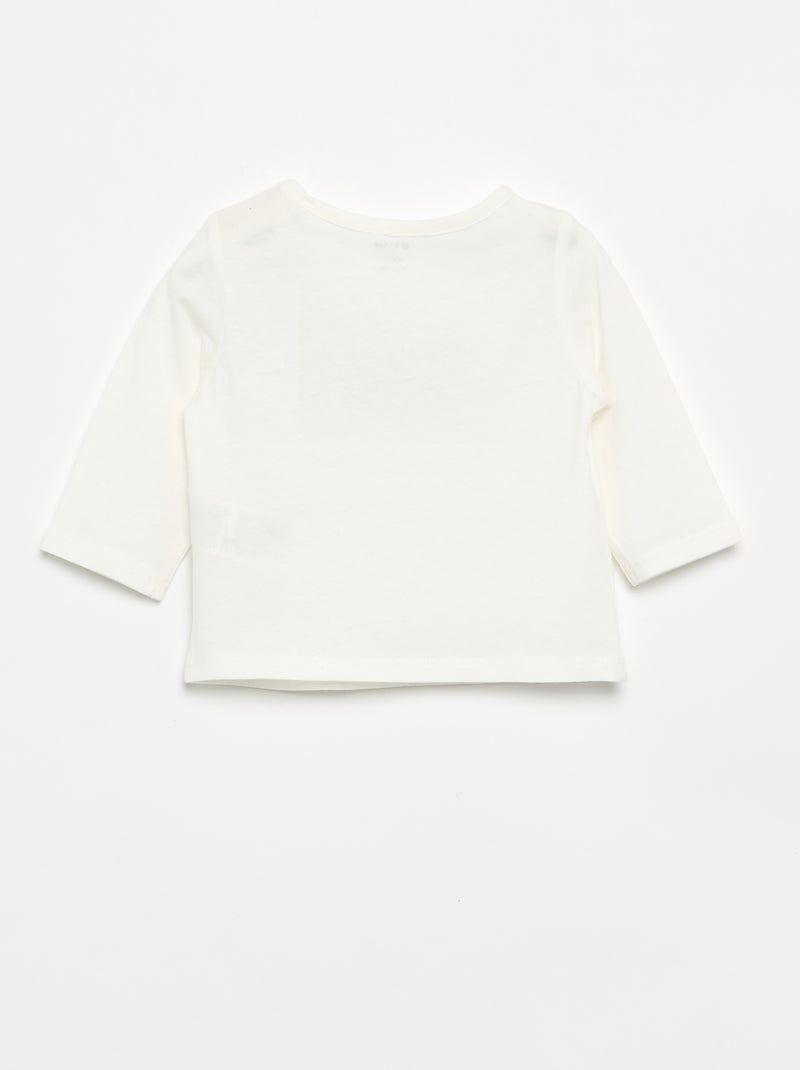 Printed Long-Sleeved T-Shirt White - Kiabi