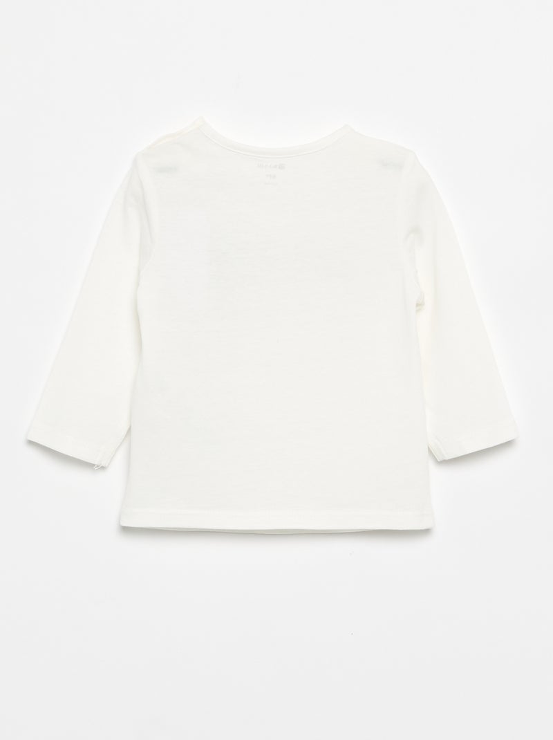 Printed Long-Sleeved T-shirt White - Kiabi