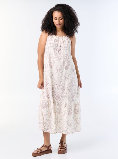 Printed Long Strap Dress - Kiabi Printed Long Strap Dress - Kiabi