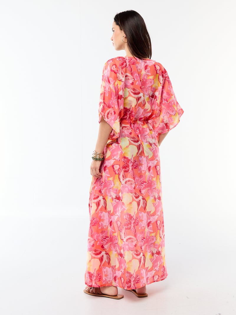 Printed Longline Beach Dress Orange - Kiabi