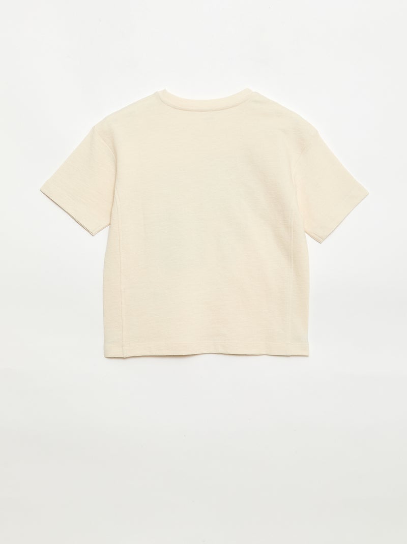 Printed Loose Fit Short-Sleeved T-Shirt Beige - Kiabi