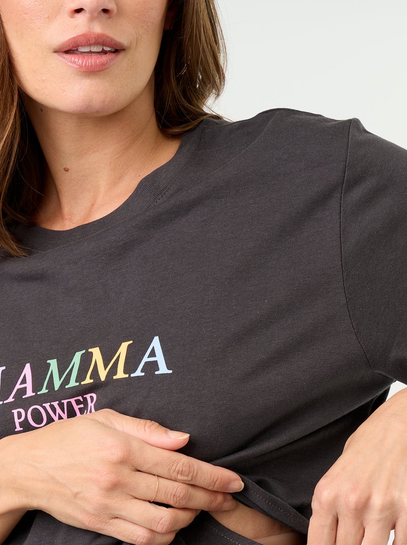 Printed maternity t-shirt Grey - Kiabi