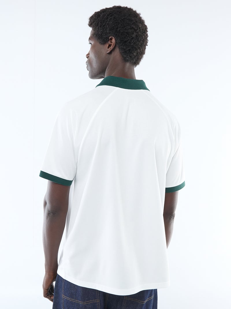 Printed Message Polo T-Shirt White - Kiabi