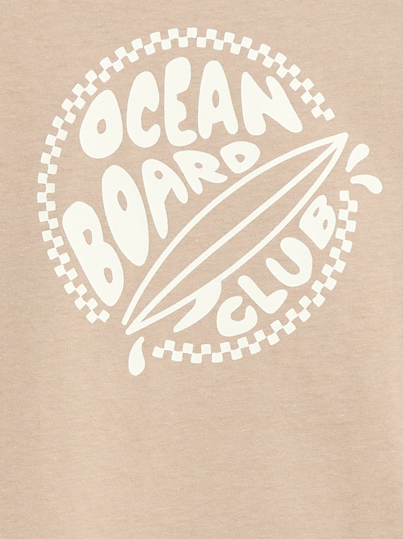 Printed Message T-Shirt Beige - Kiabi