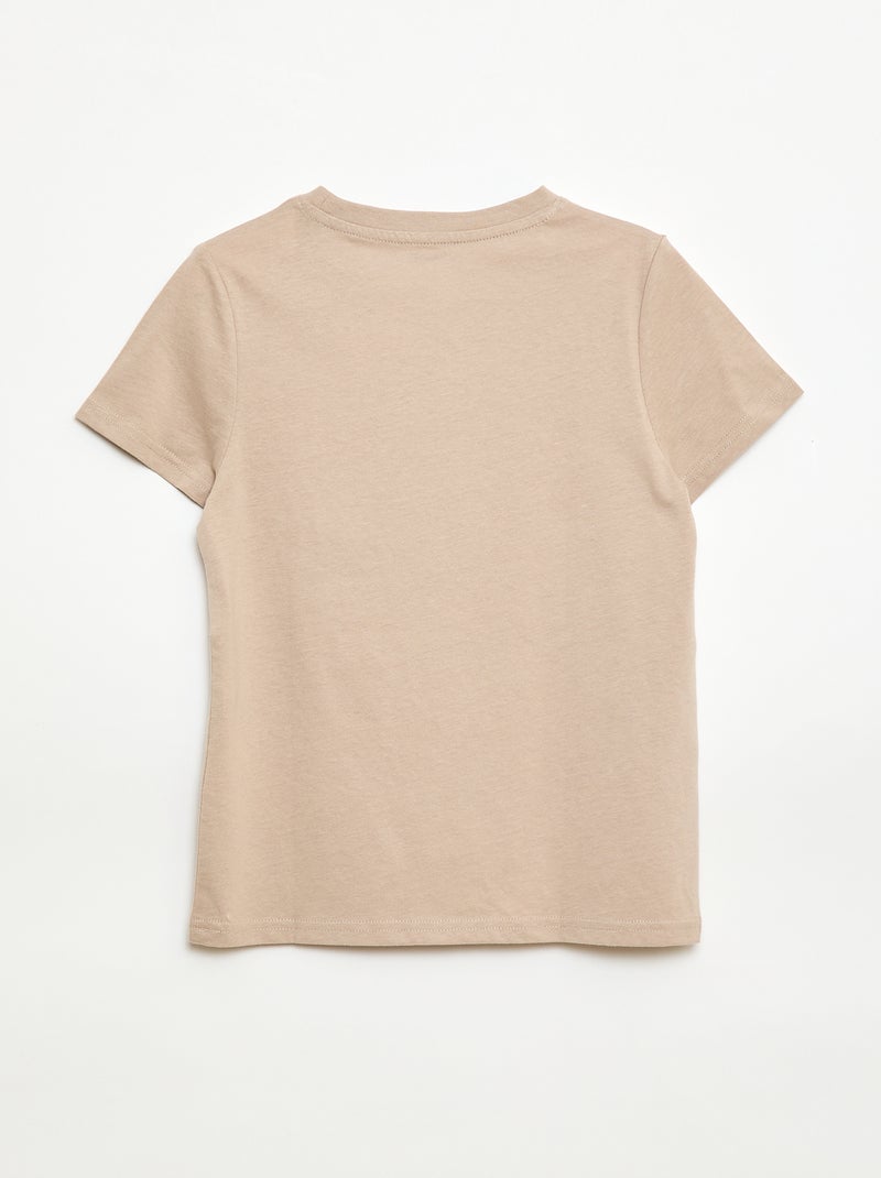 Printed Message T-Shirt Beige - Kiabi