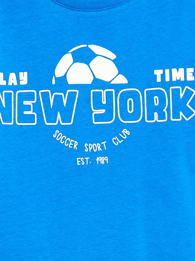 Printed Message T-Shirt Blue - Kiabi