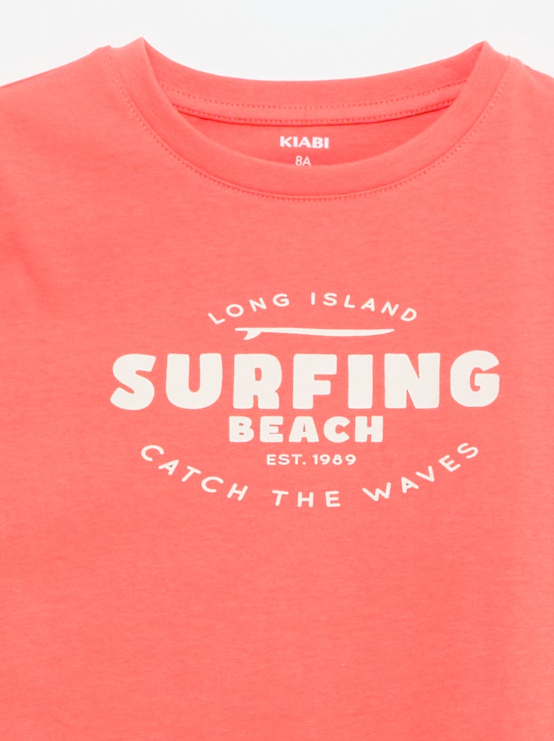 Printed Message T-Shirt Orange - Kiabi