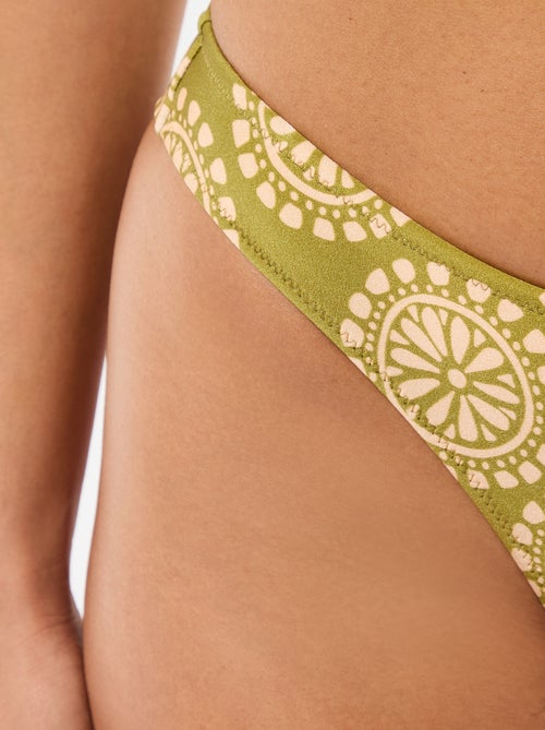 Printed Microfiber Thong Swimsuit Bottom - Kiabi