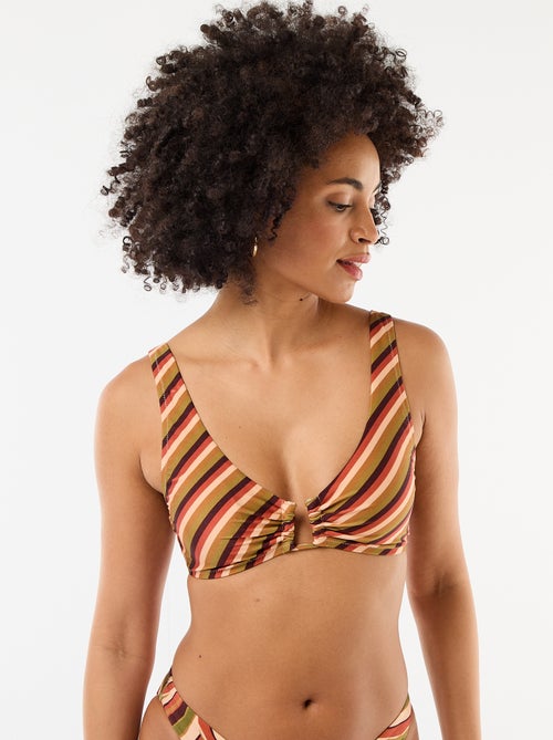 Printed Microfiber Triangle Bikini Top - Kiabi