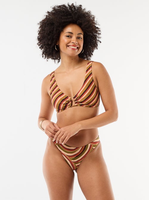 Printed Microfiber Triangle Bikini Top - Kiabi