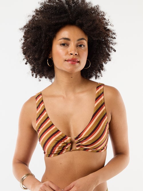 Printed Microfiber Triangle Bikini Top - Kiabi