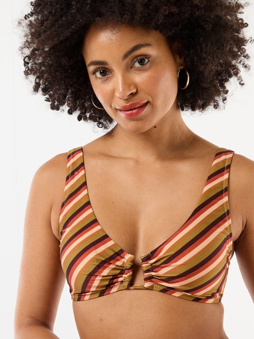 Printed Microfiber Triangle Bikini Top - Kiabi