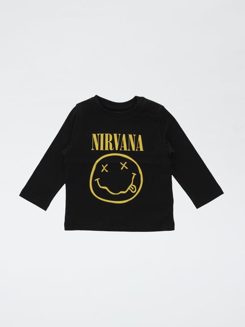 Printed 'Nirvana' T-shirt in plain cotton - Kiabi