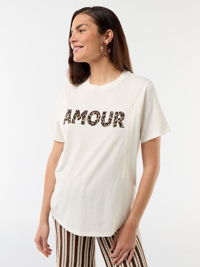 Printed Nursing T-shirt White - Kiabi
