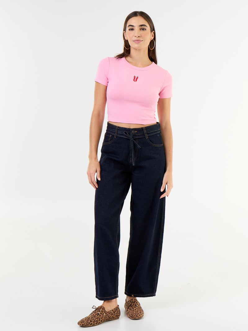 Printed Pattern Short-Sleeved T-Shirt Pink - Kiabi