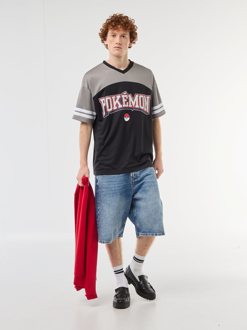 Printed 'Pokémon' V-neck T-shirt Black - Kiabi