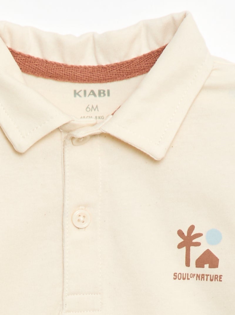 Printed Polo T-shirt Beige - Kiabi
