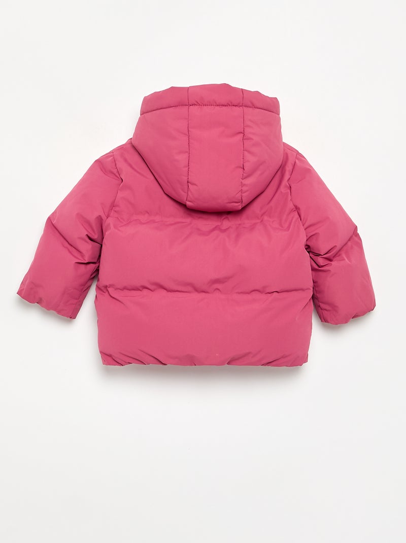 Printed Quilted Hooded Puffer Jacket Purple - Kiabi