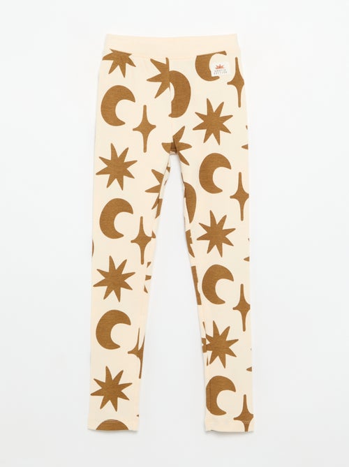 Printed ribbed knit leggings - Kiabi