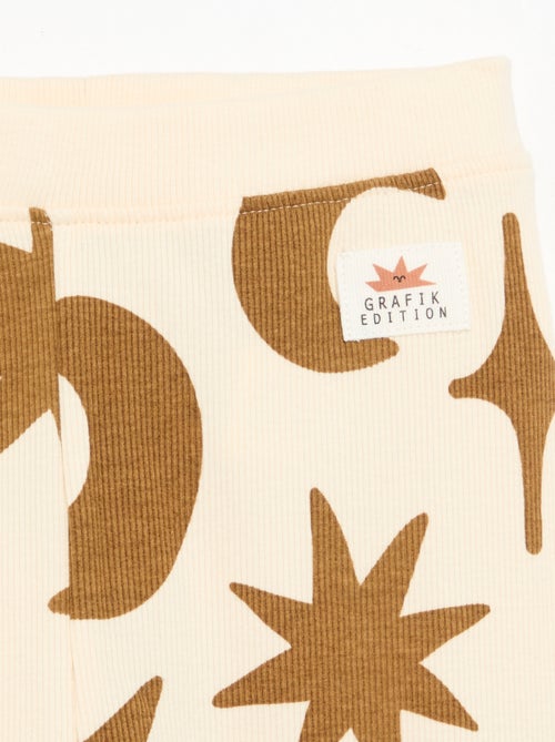 Printed ribbed knit leggings - Kiabi