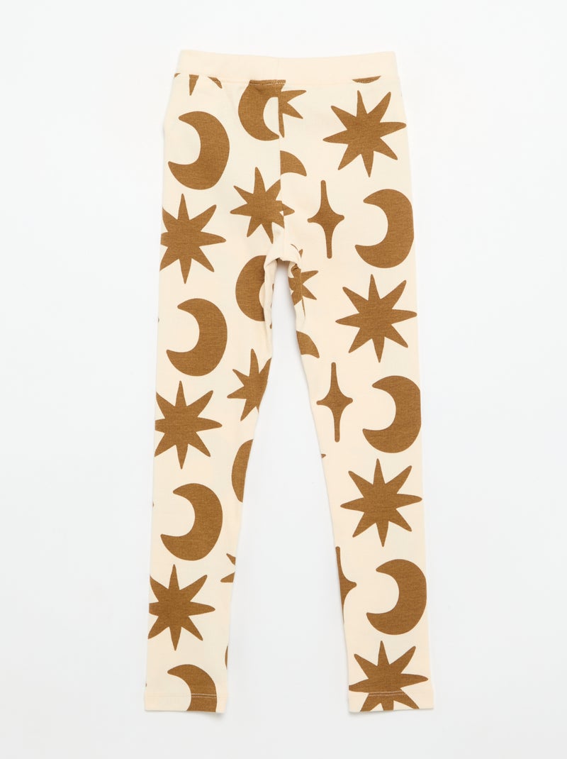 Printed ribbed knit leggings White - Kiabi