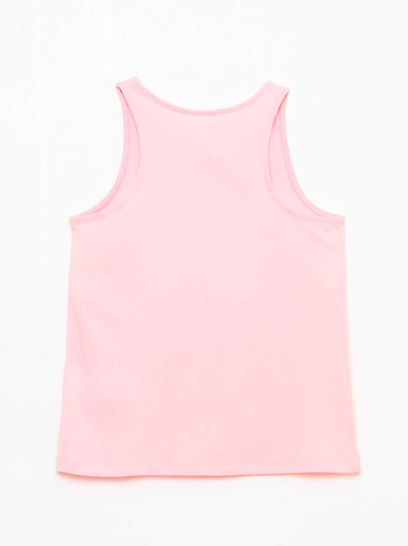 Printed Round Neck Tank Top Pink - Kiabi