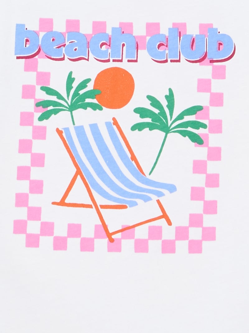 Printed Round Neck Tank Top White - Kiabi