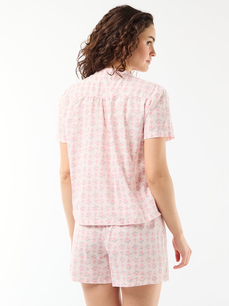 Printed Short Pajama Set - 2 Pieces Pink - Kiabi