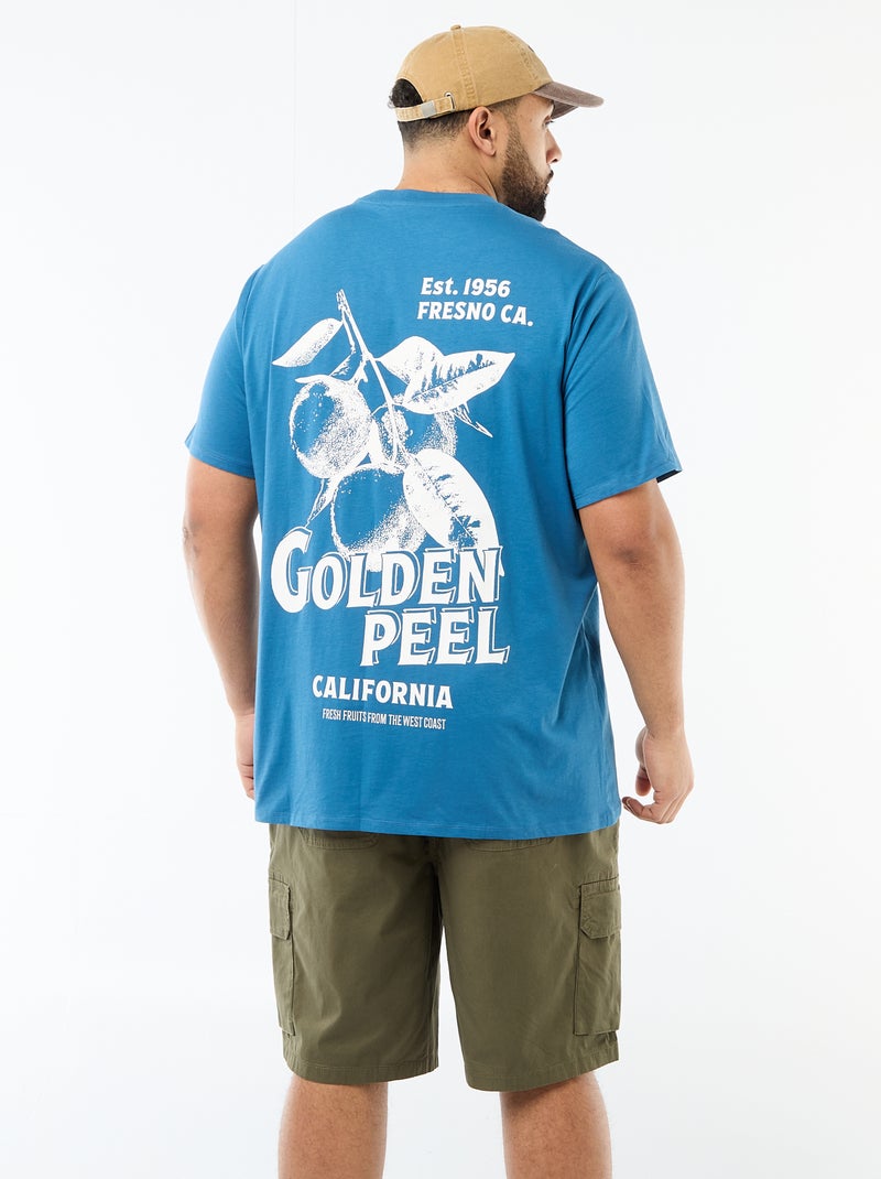 Printed Short-Sleeve Crew Neck T-Shirt Blue - Kiabi
