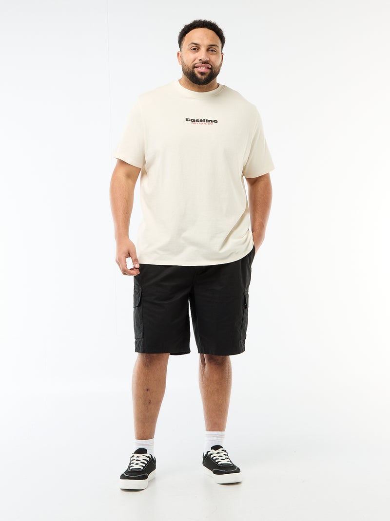 Printed Short-Sleeve Crew Neck T-Shirt White - Kiabi